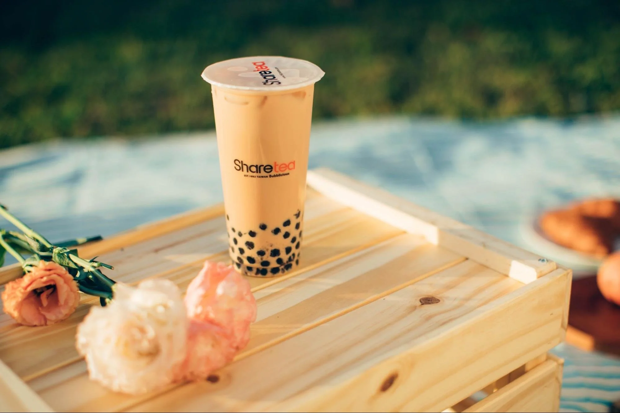 Classic pearl milk tea in a glass cup