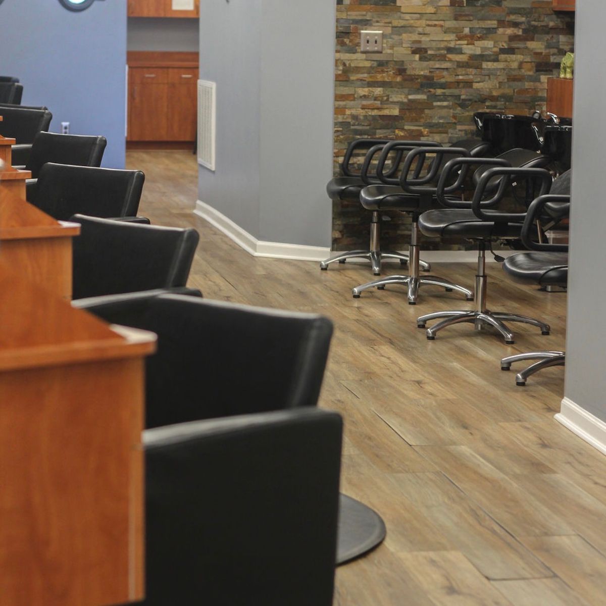 Salon color and shampoo area at Shear Serenity