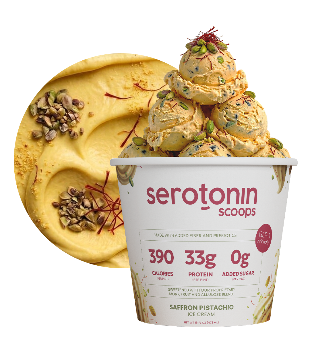 Serotonin Scoops Saffron Pistachio pint