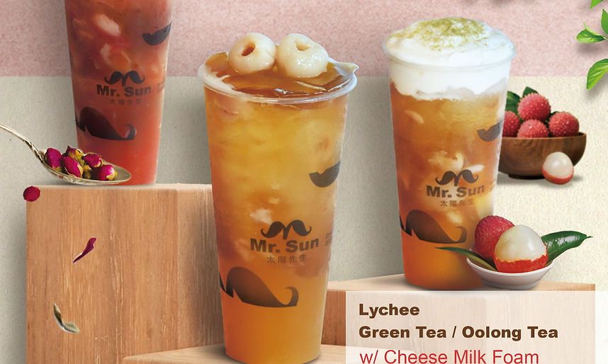 Lychee drinks from Mr. Sun Tea